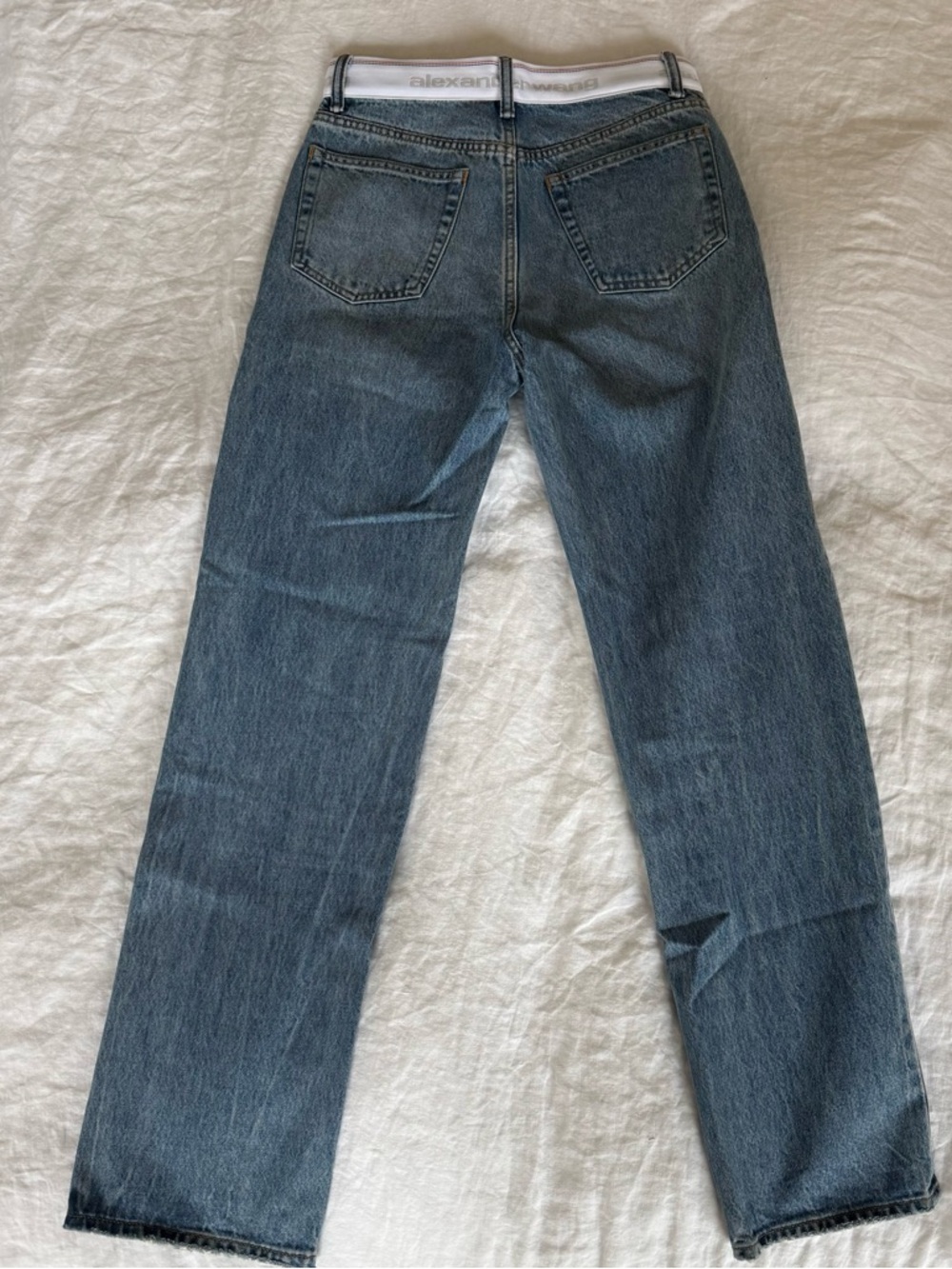 Alexander Wang Logo Mid Rise Relaxed Straight Jean Light Indigo - size 26 - Picture 4 of 6
